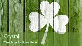  Presentation with white green - PPT layouts featuring white shamrock silhouette on old background and a tawny brown colored foreground