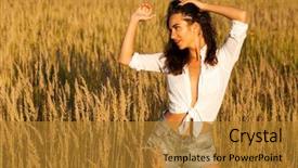  Presentation with jeans - PPT theme featuring white shirt and jeans short background and a  colored foreground