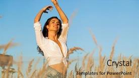  Presentation with young woman diagnosis of sti - PPT layouts enhanced with white shirt and jeans short background and a  colored foreground