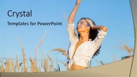  Presentation with jeans - Colorful slide deck enhanced with white shirt and jeans short backdrop and a  colored foreground