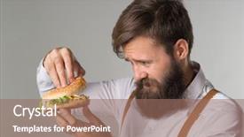  Presentation with junk food - Beautiful theme featuring white shirt and suspenders backdrop and a coral colored foreground