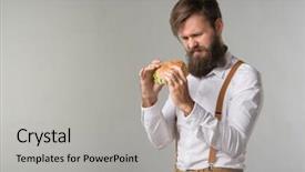  Presentation with junk food - PPT layouts enhanced with white shirt and suspenders background and a light gray colored foreground