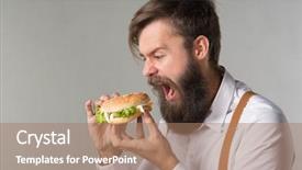  Presentation with junk food - Audience pleasing slides consisting of white shirt and suspenders backdrop and a  colored foreground