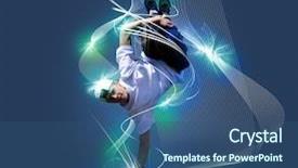  Presentation with street - PPT theme enhanced with white shirt on an abstract background and a ocean colored foreground