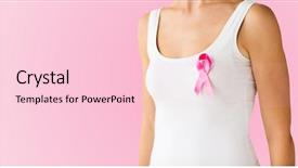  Presentation with pink ribbon - PPT theme having white shirt with pink cancer background and a  colored foreground