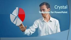  Presentation with pie chart - Amazing theme having white shirt working with pie backdrop and a ocean colored foreground