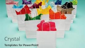  Presentation with tissue paper - Slides with white-shopping-bags-with-colorful background and a soft green colored foreground