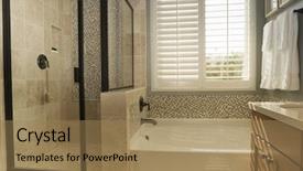  Presentation with white wine and red - Presentation theme featuring white shutters in bathroom window background and a coral colored foreground