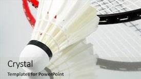  Presentation with white badminton shuttlecock - PPT theme consisting of white shuttlecock and badminton racket background and a light gray colored foreground