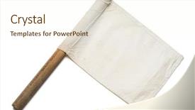  Presentation with silver fern black white flag - Presentation theme with white signaling flag on white background and a cream colored foreground