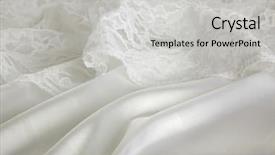 Presentation with white wedding - Audience pleasing theme consisting of white silk and lace backdrop and a light gray colored foreground