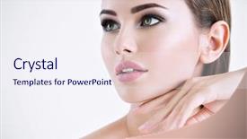  Presentation with skin care - PPT theme having white skin care concept background and a sky blue colored foreground
