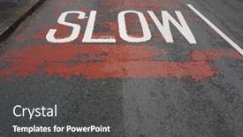  Presentation with limit - Audience pleasing PPT layouts consisting of white-slow-road-sign-painted backdrop and a dark gray colored foreground