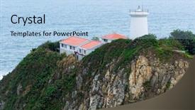  Presentation with lighthouse - PPT theme consisting of speech of woman near the background and a gray colored foreground
