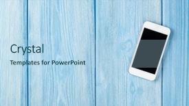  Presentation with tablets wood table tablet white - Cool new slide deck with white smartphone on blue wooden backdrop and a light blue colored foreground