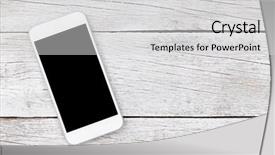  Presentation with smartphone - Cool new presentation with white smartphone on wooden table backdrop and a  colored foreground