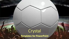  Presentation with soccer fans - Presentation theme featuring white-soccer-ball-and-football background and a tawny brown colored foreground