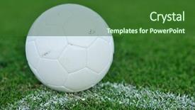  Presentation with goal ball - Amazing theme having white soccer ball on grass at goal and stadium in background backdrop and a forest green colored foreground