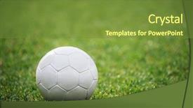  Presentation with white green - PPT layouts having white soccer ball on green background and a tawny brown colored foreground