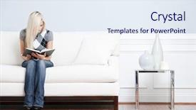  Presentation with jeans - Audience pleasing slides consisting of white sofa reading a book backdrop and a sky blue colored foreground