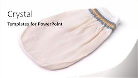  Presentation with soft white flower - Beautiful PPT layouts featuring white-soft-cloth-bath-mitt backdrop and a sky blue colored foreground