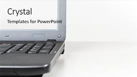  Presentation with gray - Colorful slide deck enhanced with white space technology - modern laptop on gray background backdrop and a  colored foreground