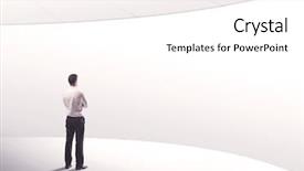  Presentation with space suit - Audience pleasing presentation design consisting of white space background with curve backdrop and a pink colored foreground