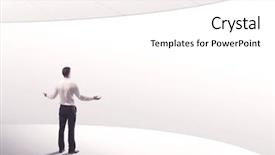  Presentation with space suit - Beautiful PPT layouts featuring white space background with curve backdrop and a  colored foreground