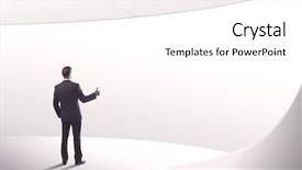  Presentation with space suit - Slide deck with white space background with curve background and a pink colored foreground