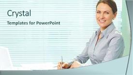  Presentation with successful - Presentation theme with white space technology - woman successful in business smiling background and a  colored foreground