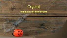  Presentation with spider web - Theme having white-spider-web-and-pumpkin background and a tawny brown colored foreground