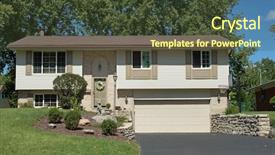  Presentation with white house - Audience pleasing PPT theme consisting of white split-level house backdrop and a tawny brown colored foreground