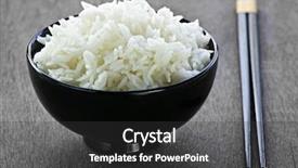  Presentation with chopsticks - Beautiful presentation design featuring white steamed rice in black backdrop and a dark gray colored foreground