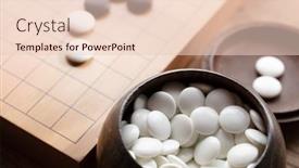 Presentation with board game - Presentation theme consisting of white-stones-of-the-go background and a  colored foreground