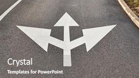  Presentation with road signs - Beautiful slide set featuring white straight line background - arrow signs on the asphalt backdrop and a gray colored foreground