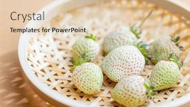  Presentation with strawberries - PPT theme featuring white-strawberries-nestled background and a  colored foreground