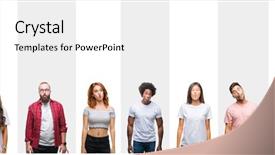  Presentation with fish people - Presentation design featuring white stripes isolated background making background and a  colored foreground