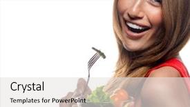  Presentation with eating - Colorful PPT layouts enhanced with white studio shot eating salat backdrop and a light gray colored foreground