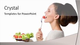  Presentation with eating - Slide deck with white studio shot eating salat background and a white colored foreground