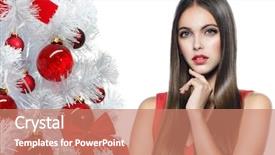  Presentation with christmas new year frame banner - Beautiful slide deck featuring white studio shot red dress backdrop and a coral colored foreground