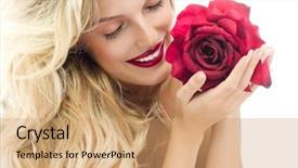  Presentation with white rose - Slide deck featuring white studio shot red rose background and a coral colored foreground