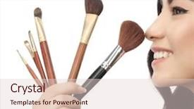 Presentation with brushes makeup - Amazing slides having white studio shot with brushes backdrop and a lemonade colored foreground