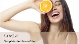  Presentation with studio - Beautiful slide deck featuring white studio shot with orange backdrop and a coral colored foreground