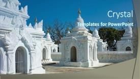  Presentation with caves - Colorful slide deck enhanced with white-stupas-of-kuthodaw-pagoda backdrop and a ocean colored foreground