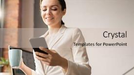  Presentation with successful - Amazing PPT theme having white suit reading message backdrop and a soft green colored foreground