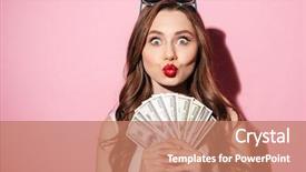  Presentation with summer camp volunteer orientation - Beautiful PPT theme featuring white summer dress holding money backdrop and a coral colored foreground