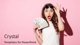  Presentation with pink white - Amazing theme having white summer dress holding money backdrop and a lemonade colored foreground