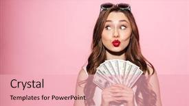  Presentation with pink white - Amazing slides having white summer dress holding money backdrop and a lemonade colored foreground