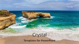  Presentation with tourism australia - PPT theme having white surf foam and azure background and a coral colored foreground