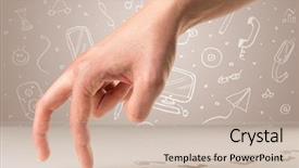  Presentation with fingers - Cool new slide deck with white surface with bare footsteps backdrop and a soft green colored foreground